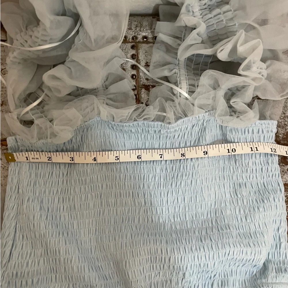 Mable Fiori Light Blue Tulle Tiered Maxi Dress - Picture 7 of 10